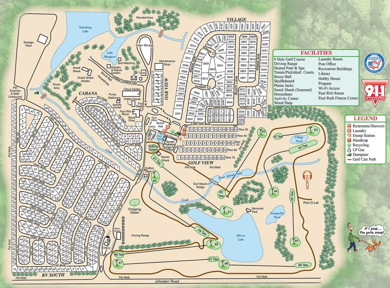 Park Map & Sponsors - Travelers Rest RV Resort & Golf Course